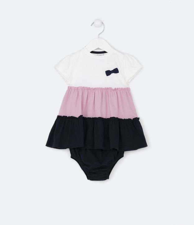 Vestido Marias Infantil com Lacinho e Calcinha - Tam 0 a 18 meses