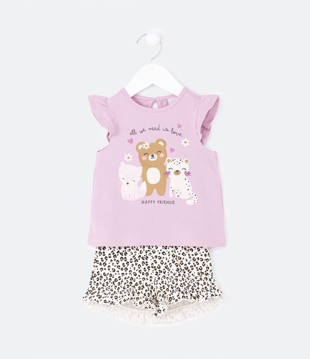 Conjunto Infantil Estampa Oncinha - Tam RN a 18 meses