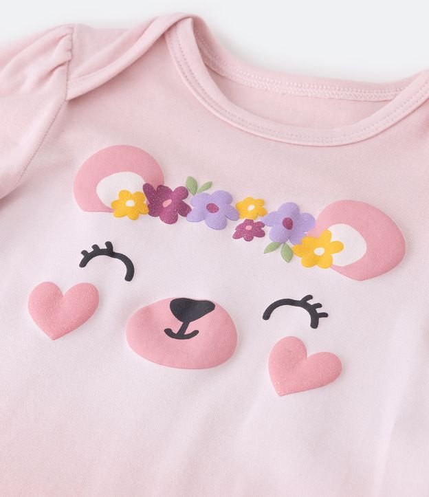 Body Infantil Dip Dye Estampado Cara de Osita - Talle 0 a 18 meses Rosado 4