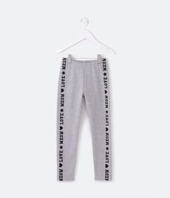 Calça Legging Infantil em Molecotton com Forro Quentinho e Lettering Lateral - Tam 5 a 14 Anos