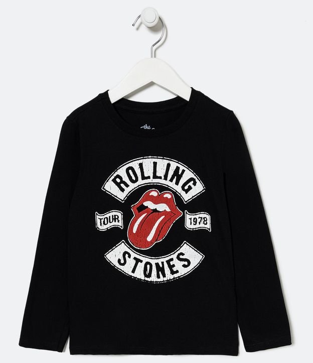Remera Infantil Estampado Rolling Stones - Talle 5 a 14 años Negro 1