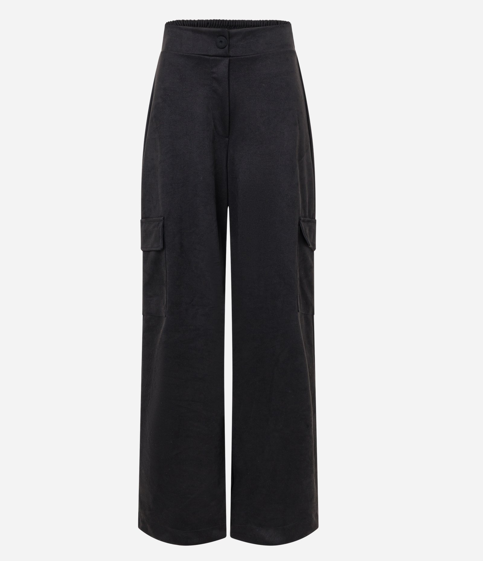 Calça em Material Sintético com Elástico no Cós e Bolsos Cargo Preto 5