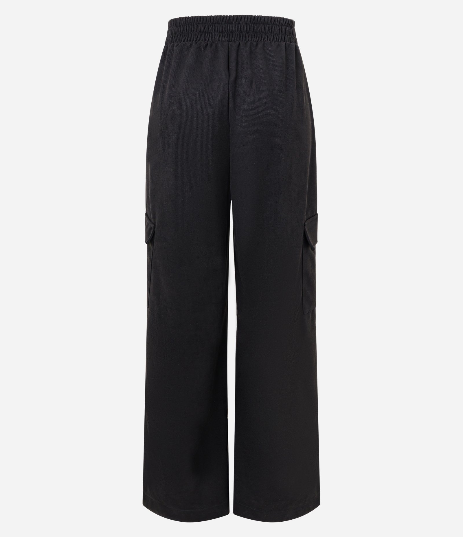 Calça em Material Sintético com Elástico no Cós e Bolsos Cargo Preto 6