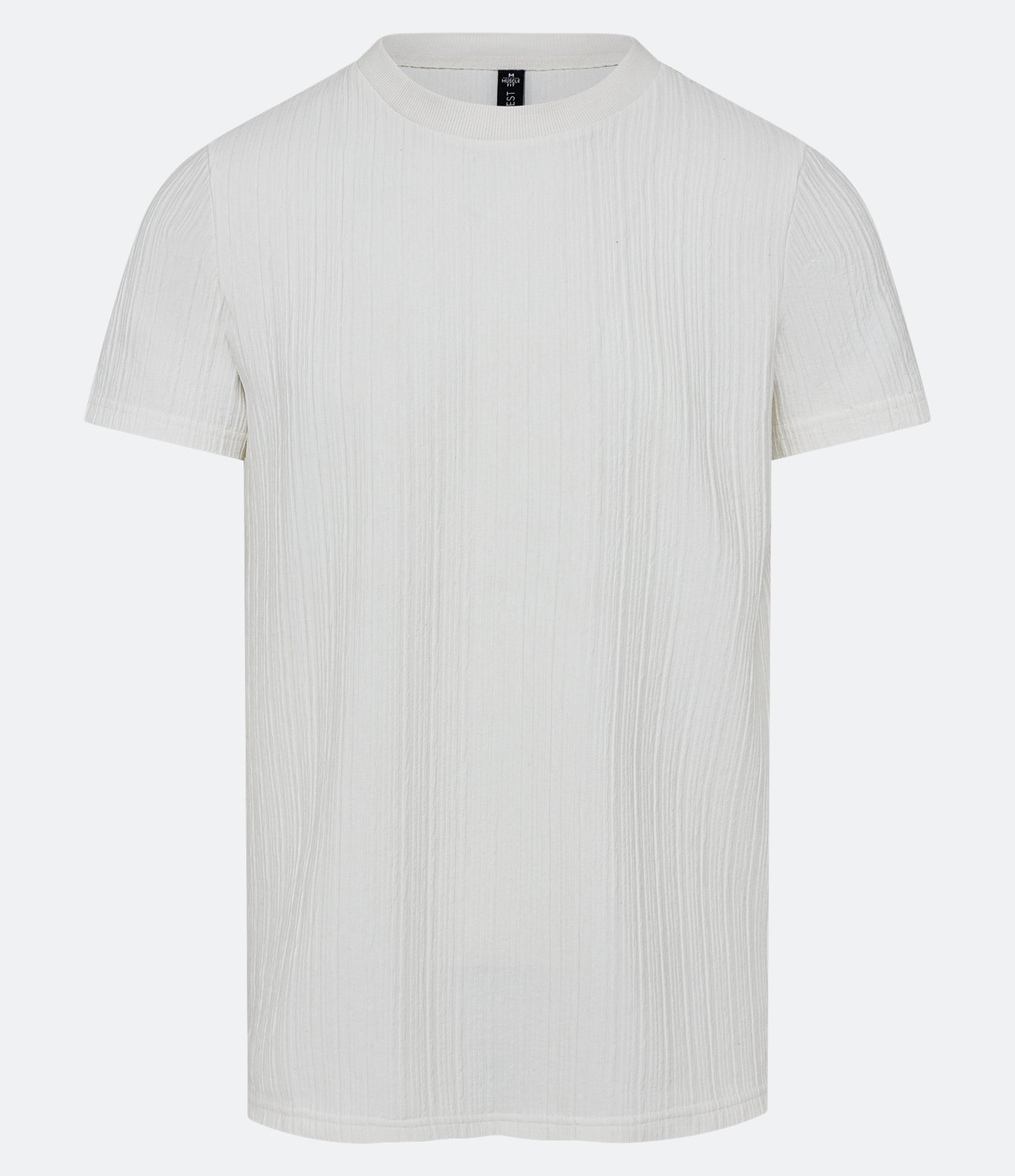 Camiseta Muscle com Textura de Listras Branco Neve 4