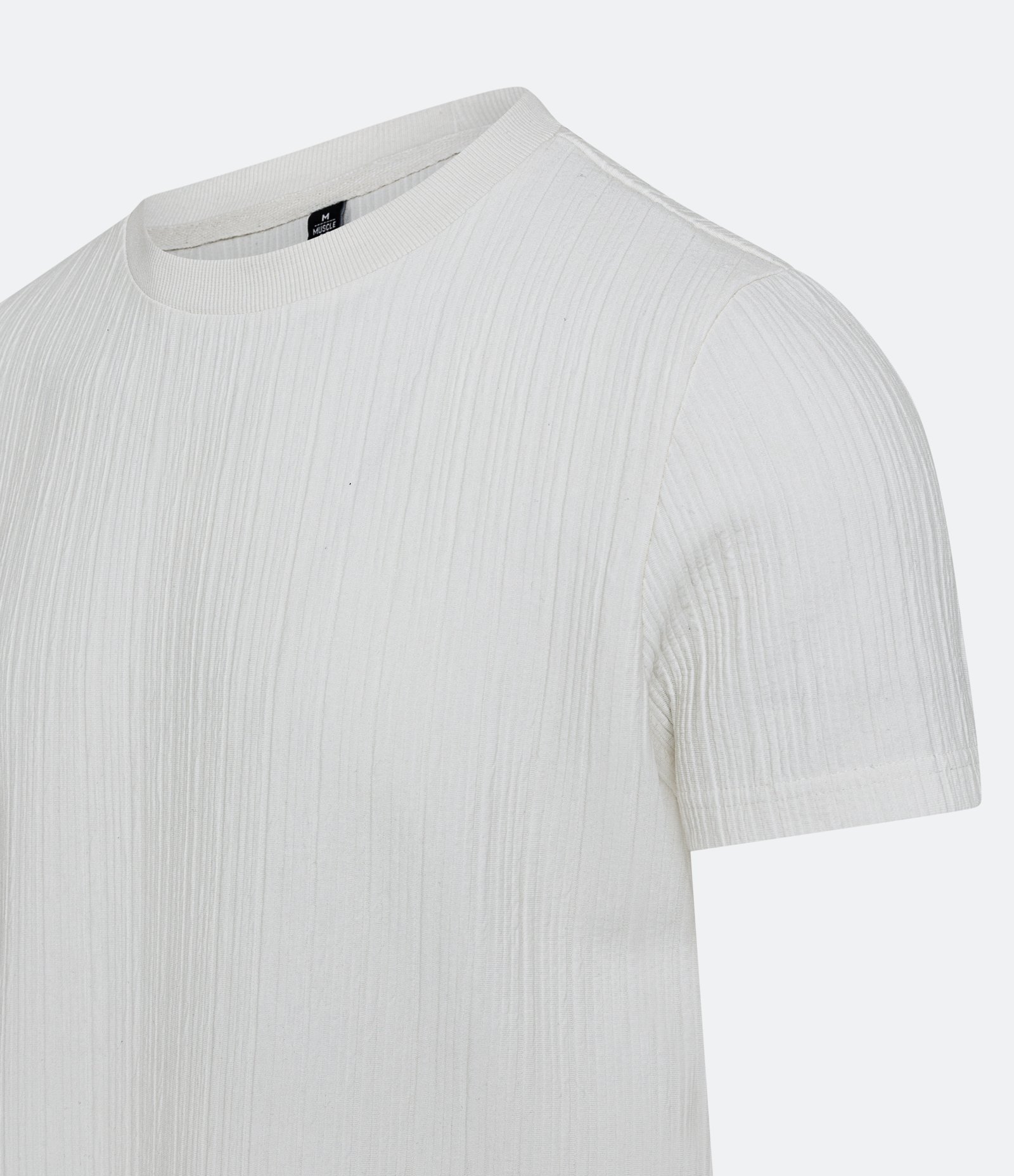 Camiseta Muscle com Textura de Listras Branco Neve 5