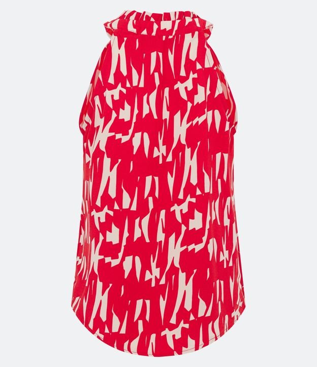 Blusa Sem Manga em Crepe com Babados e Estampa Abstrata Tomato 7