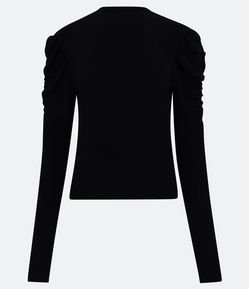 Blusa em Viscose com Manga Bufante e Textura Canelada