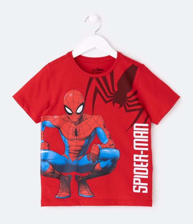 Camiseta Infantil Manga Curta Algodão Homem Aranha Vermelho Tam 2 a 10