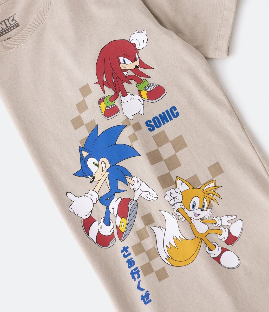 Camiseta Infantil Manga Longa Sonic Camiseta Personagens Sonic
