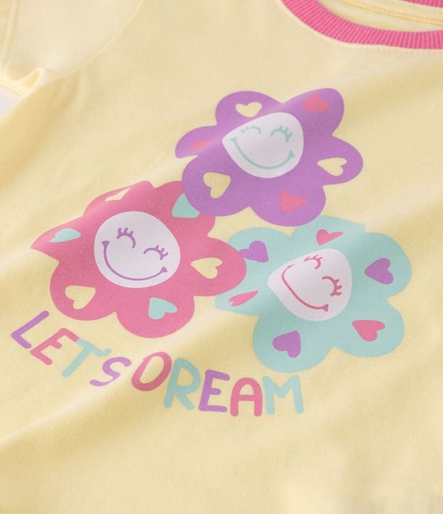 Pijama Curto Infantil com Estampa de Margaridinhas - Tam 2 a 4 Anos Amarelo 4