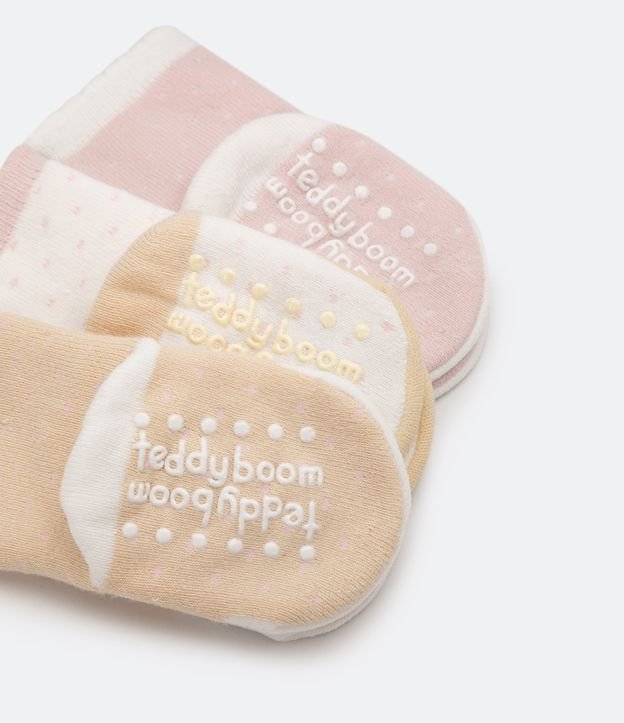 Kit 03 Pares de Calcetines Infantil Felpuda con Antideslizante  y Estampado de Animales - Talle 0 a 12 meses Rosado 3