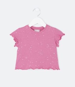 Blusa Infantil com Frufru e Brilhos de Coração - Tam 1 a 5 Anos