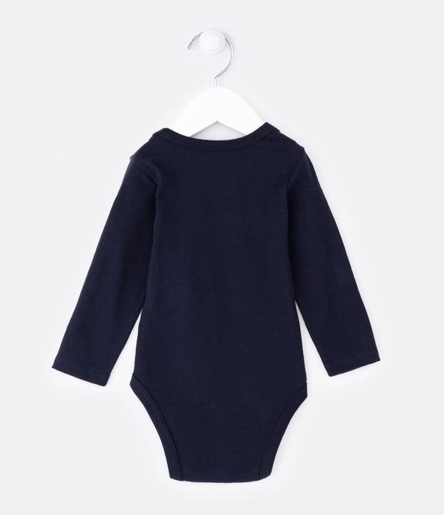 Body Básico Infantil em Cotton cpm Silk de Ursinho no Peito - Tam 0 a 18 meses Azul Marinho 2
