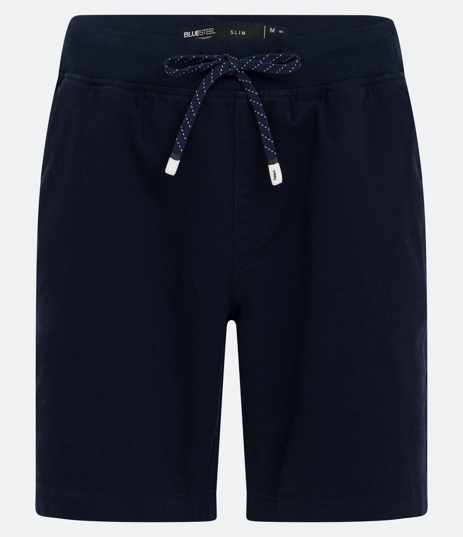 Bermuda Regular Slim em Sarja com Cós Elástico e Bolsos Azul Escuro 5