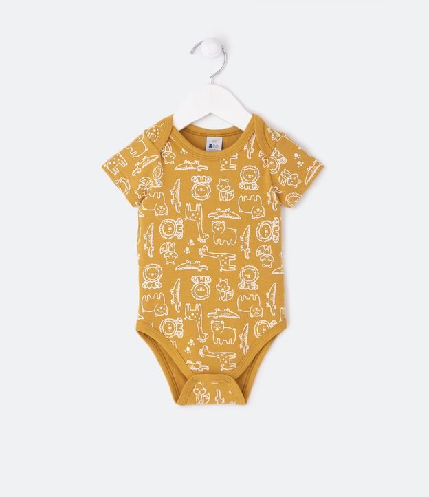 Body Infantil com Estampa Outline de Bichinhos - Tam 0 a 18 meses Amarelo 1