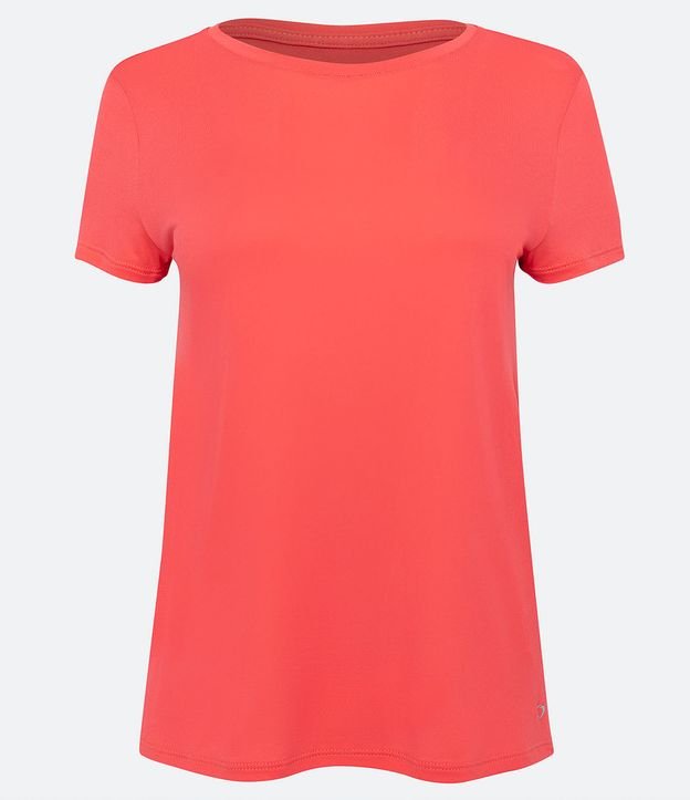 Camiseta Esportiva Básica em Poliamida com Manga Curta Laranja Coral 5