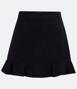 Saia Curta em Crepe com Pregas e Babados na Barra