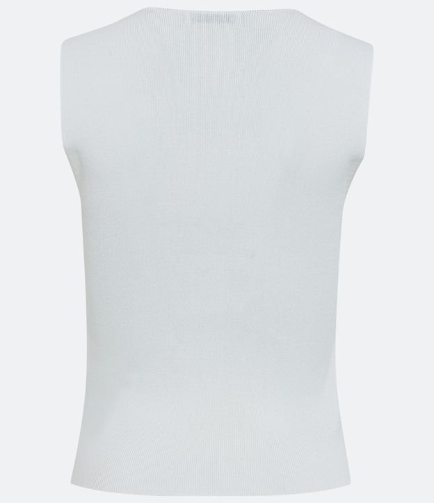 Blusa Cropped em Tricô com Decote Quadrado Branco Neve 6