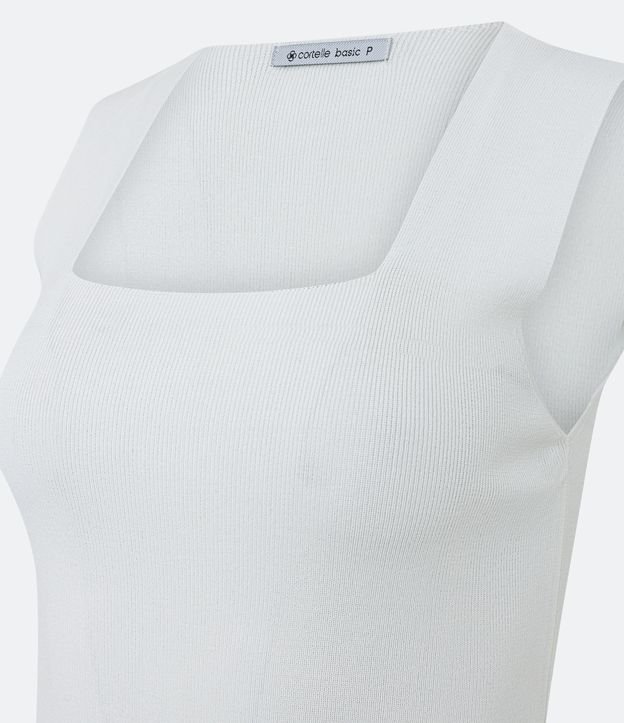 Blusa Cropped em Tricô com Decote Quadrado Branco Neve 7