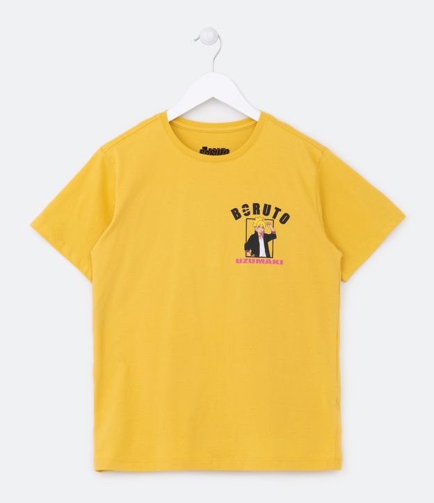 Camiseta Infantil com Estampa Boruto Frente e Costas - Tam 5 a 14 Anos - Cor: Amarelo - Tamanho: 5-6
