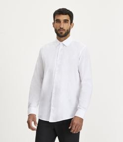 Camisa Regular em Tricoline com Textura Maquinetada e Manga Longa