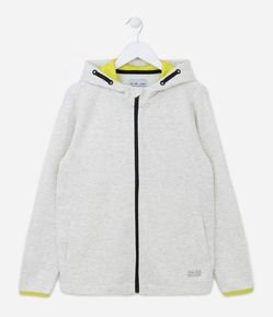 Jaqueta de Moletom Infantil com Capuz e Detalhes Neon - Tam 5 a 14 anos