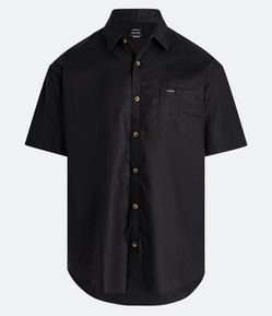 Camisa Relaxed em Cânhamo com Textura e Bolso Frontal