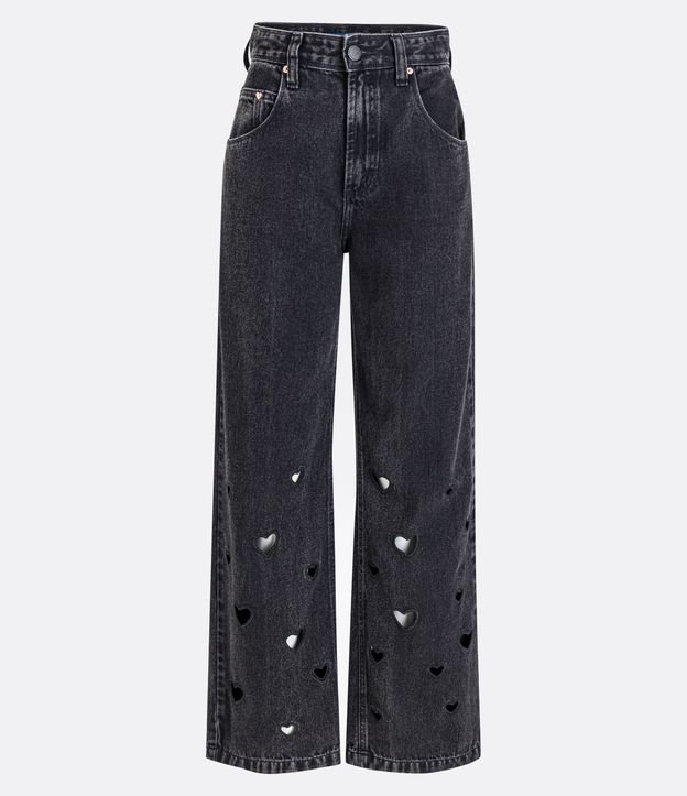Pantalón años 90 Jeans con Corazones Cutout Negro 6