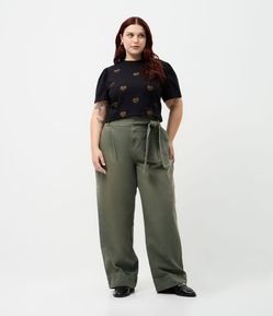 Blusa Manga Bufante e Estampa de Coração Curve & Plus Size