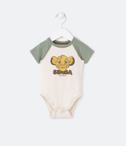 Body Infantil em Cotton com Estampa Simba Rei Leão - Tam 0 a 18 meses
