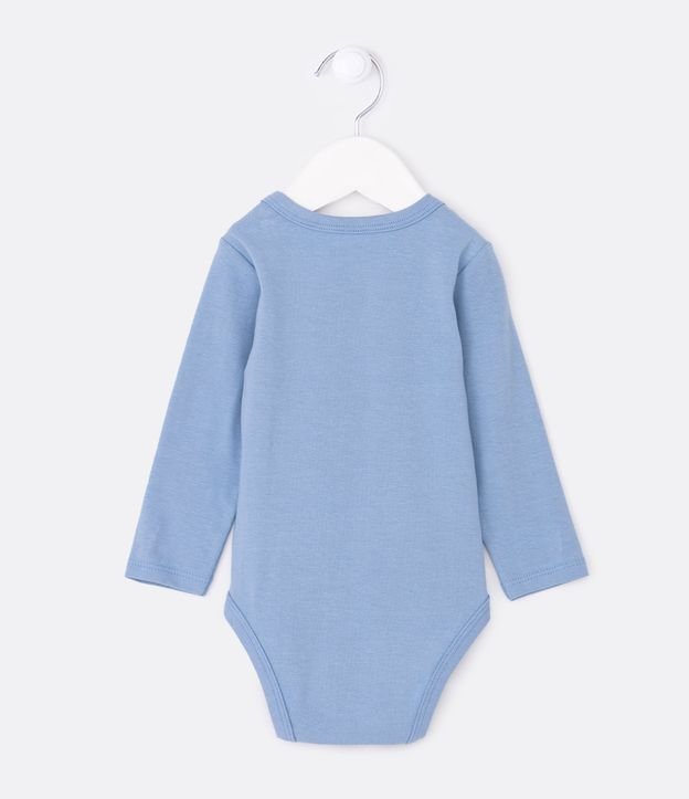Body Infantil em Cotton e Silk de Ursinho no Peito - Tam 0 a 18 meses Azul 2
