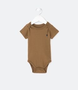 Body Básico Infantil em Cotton com Silk de Ursinho no Peito - Tam 0 a 18 meses