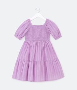 Vestido Infantil Lastex no Busto e Manas Bufantes - Tam 5 a 14 Anos