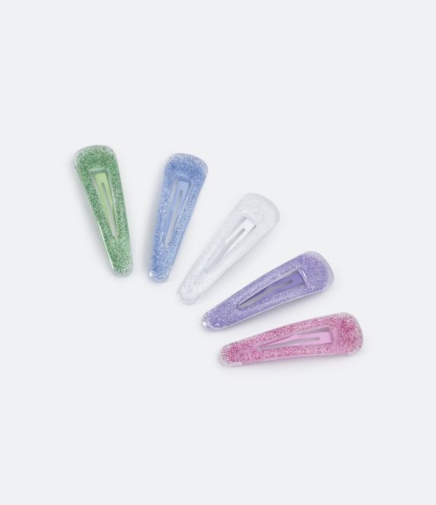 Kit 05 Presilhas de Cabelo Infantis com Glitter