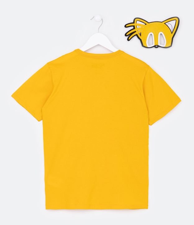 Camiseta Infantil Estampa Tails Turma Sonic Com Máscara - Tam 4 a 12 Anos  Amarelo