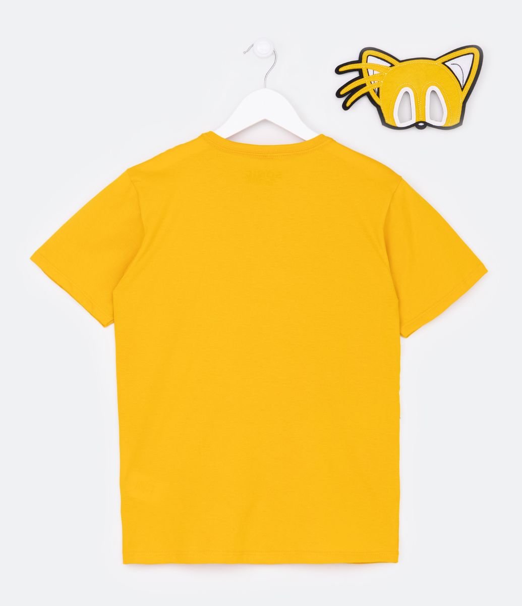 Camiseta Infantil Tails amarela Sonic infantil fantasia menino