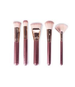 Kit com 5 pincéis de Maquiagem com Estojo Dourado Alchemia