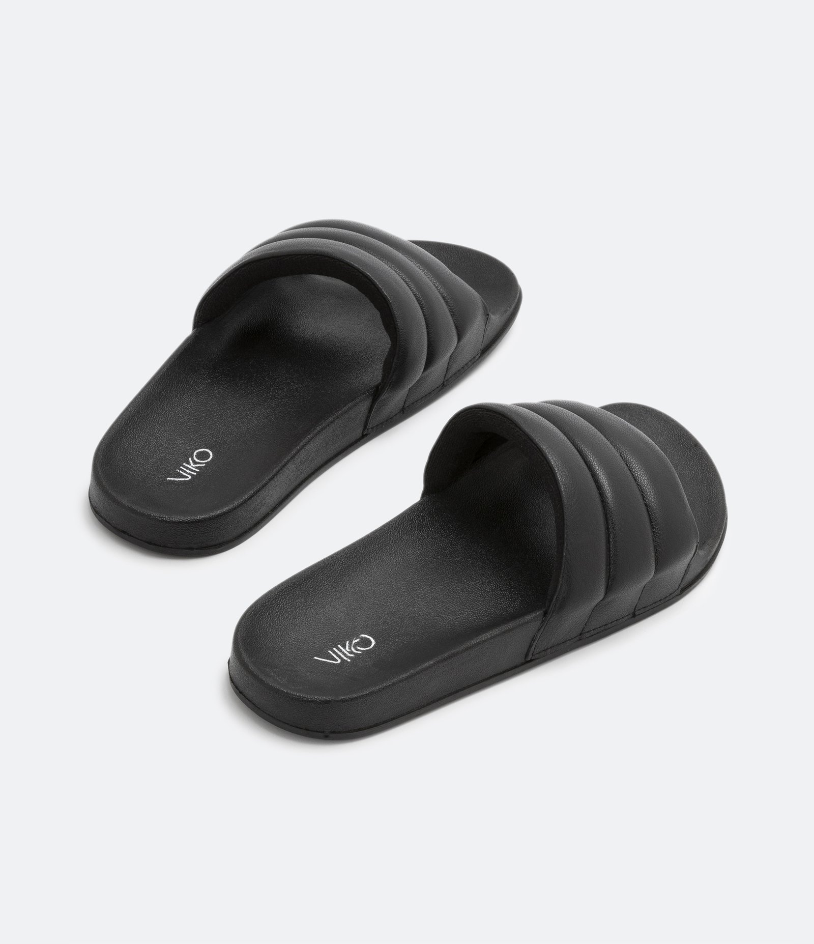 Chinelo Slide Puffer em Couro com Gomos na Tira Preto 4