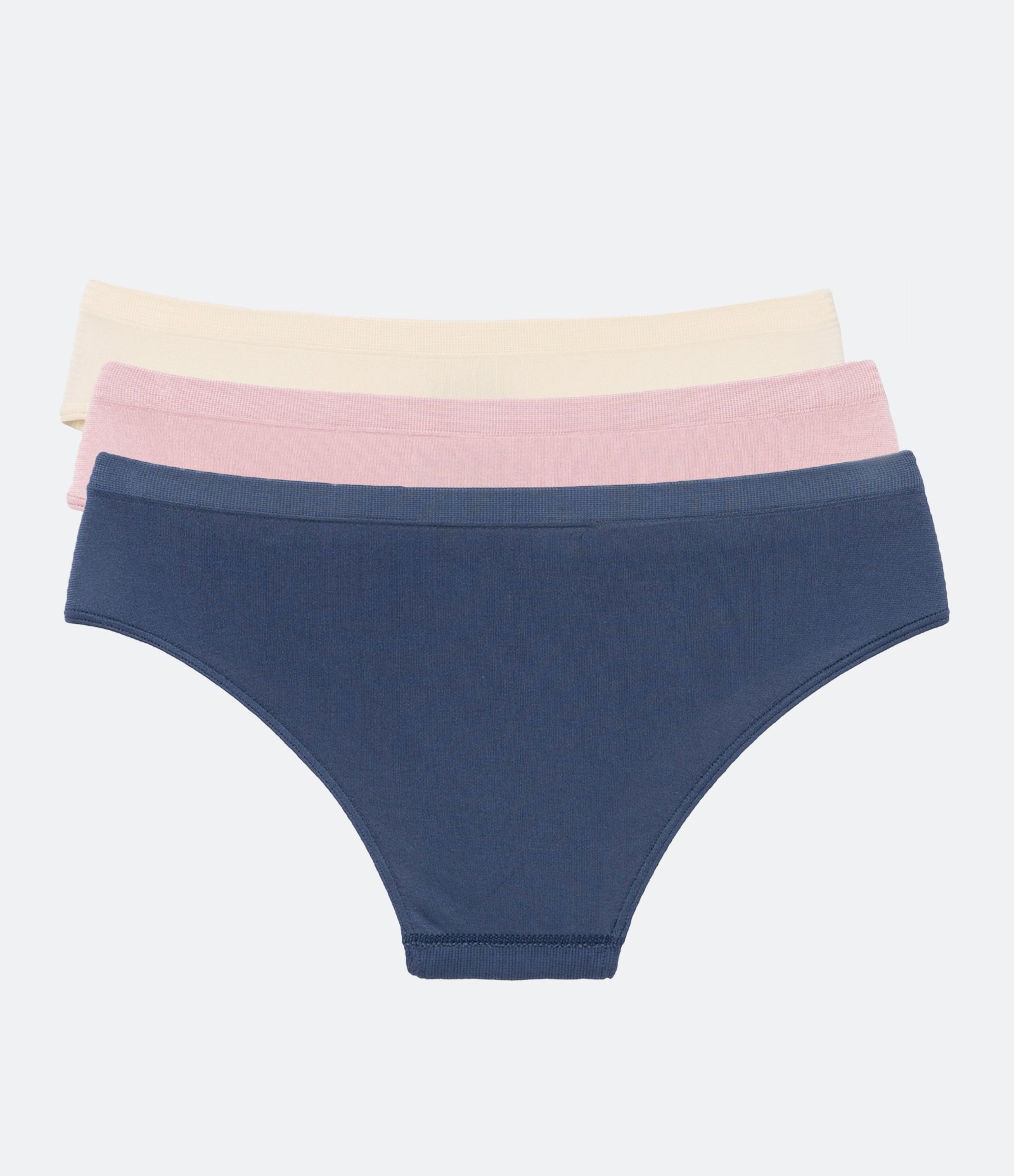 Kit 03 Calcinhas Biquíni Sem Costura DelRio Azul/Rosa/Amarelo 2