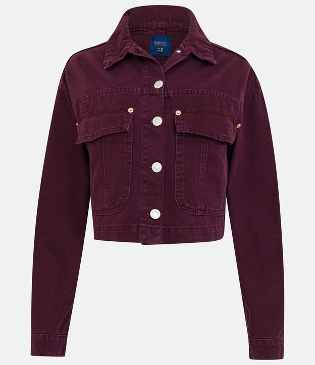 Campera en Sarga con Abotonado y Bolsillos Delanteros Rojo 5