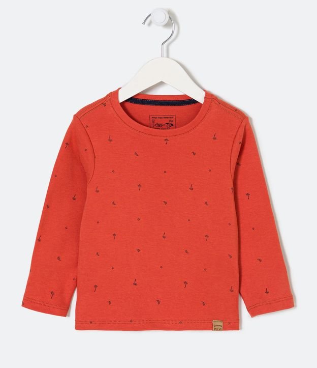 Remera Infantil Estampado Mini Cocoteros - Talle 1 a 5 años Naranja 1