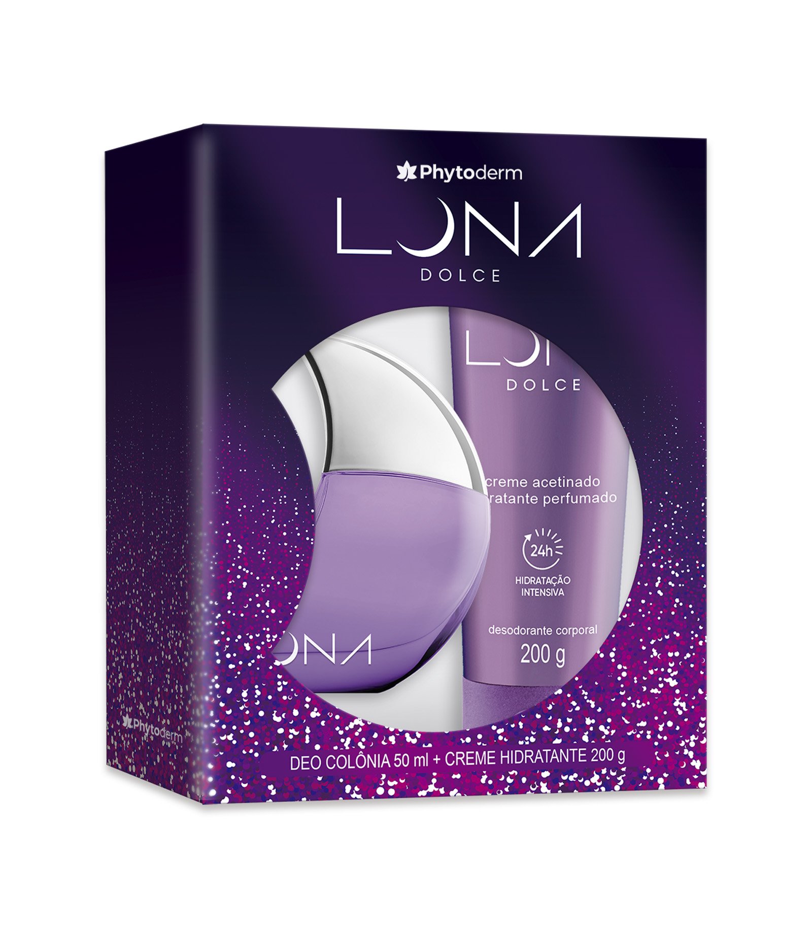 Kit Colônia Phytoderm Luna Dolce 50ml + Creme Acetinado 200g KIT 2