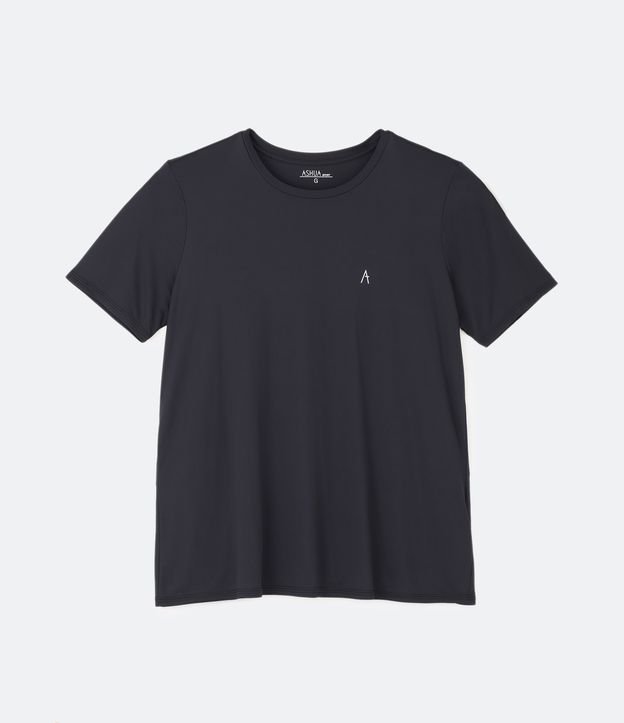 Camiseta Básica Esportiva em Poliamida Curve & Plus Size Preto 5