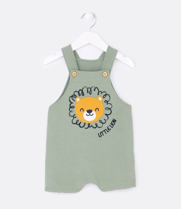 Conjunto Bebê Menino Jardineira Lion Branco/Verde Livy