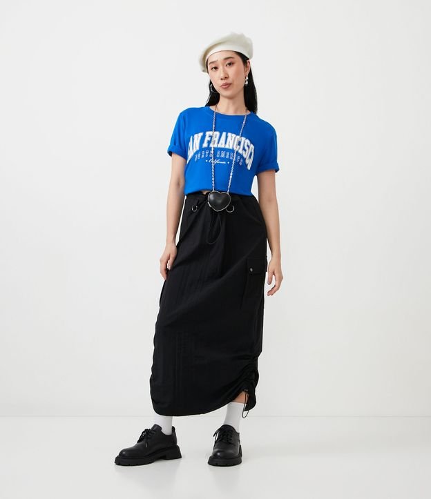 Remera en Algodón con Manga Corta y Lettering San Francisco Azul 1