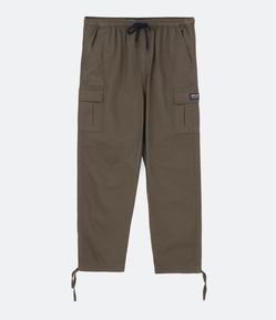 Calça Ballon em Sarja com Cós Elástico e Barra Ajustável