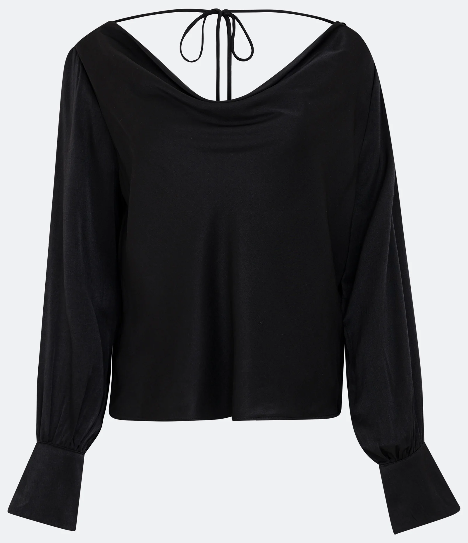 Blusa em Cetim com Decote Degagê Preto 1