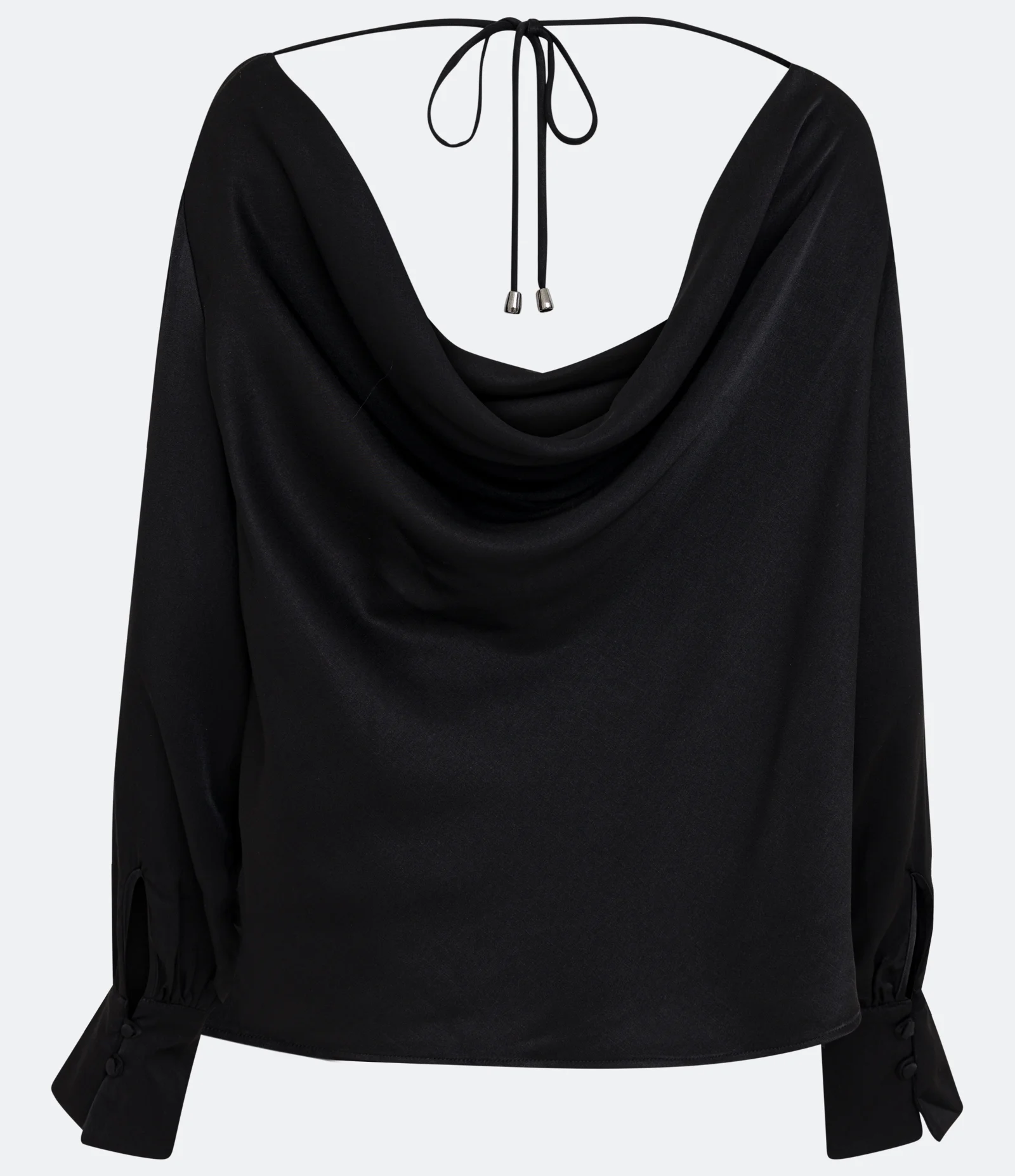 Blusa em Cetim com Decote Degagê Preto 2