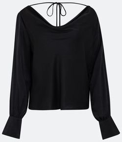 Blusa em Cetim com Decote Degagê