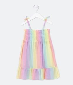 Vestido Infantil com Amarração nas Alças e Fio Metalizado - Tam 1 a 5 Anos